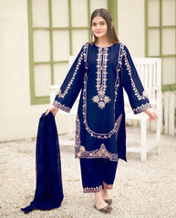 Blue Sequin Embroidered 3-Piece Suit for Eid & Weddings