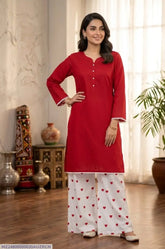 Trending 2 Pcs Women's Stitched Cotton heart style Shirt And Printed Trouser