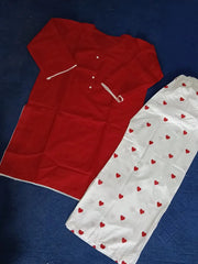 Trending 2 Pcs Women's Stitched Cotton heart style Shirt And Printed Trouser
