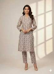 2-Pcs Katan Silk Unstitched Allover Printed Suit for Women Casual & Formal Wear