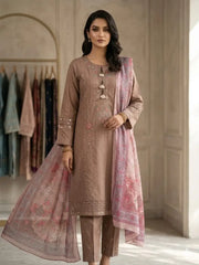 Heavy Fully Embroidered 3 Piece PV Cotton Suit for Women – Thread & Patch Work | Ready to Wear Pakistani Dress with Monar Dupatta