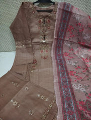 Heavy Fully Embroidered 3 Piece PV Cotton Suit for Women – Thread & Patch Work | Ready to Wear Pakistani Dress with Monar Dupatta